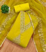 Floral Embroidered Modal Chanderi Unstitched Dress Material