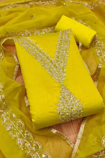floral embroidered modal chanderi unstitched dress material