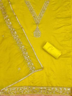 Floral Embroidered Modal Chanderi Unstitched Dress Material 3