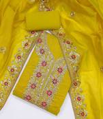 Ethnic Motifs Embroidered Sequinned Chanderi Silk Unstitched Dress Material