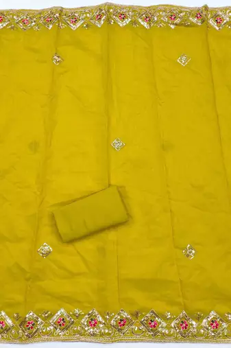 ethnic motifs embroidered sequinned chanderi silk unstitched dress material