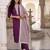 Burgundy self design pure cotton kurta trouser dupatta set