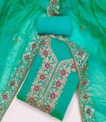 Floral Embroidered Sequinned Chanderi Silk Unstitched Dress Material