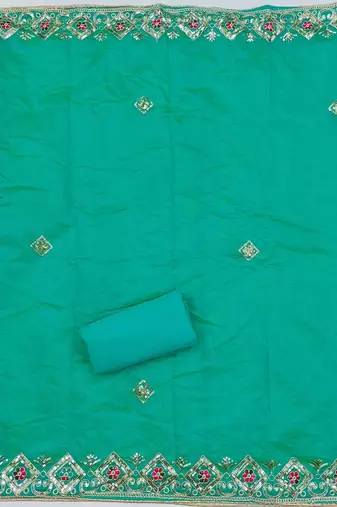 floral embroidered sequinned chanderi silk unstitched dress material