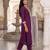 Burgundy self design pure cotton kurta trouser dupatta set
