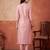 Pink embroidered silk blend kurta trouser dupatta set