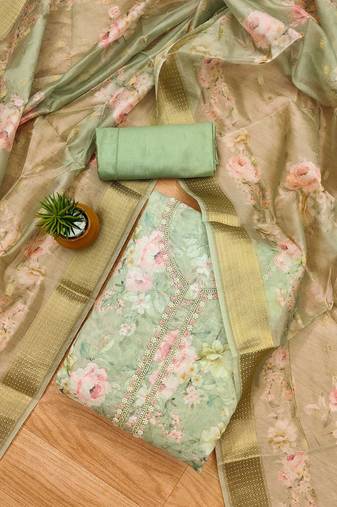 floral printed organza unstitched dress material