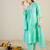 Blue printed pure cotton kurta trouser dupatta set