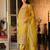 Mustard embroidered silk blend kurta trouser dupatta set