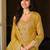 Mustard embroidered silk blend kurta trouser dupatta set