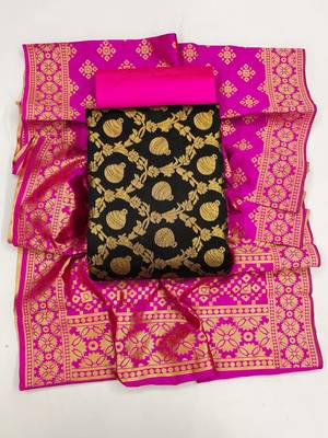 Ethnic Motifs Woven Design Banarasi jacquard Unstitched Dress Material 1