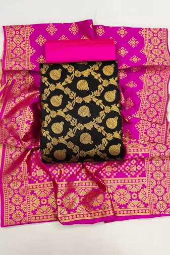 Ethnic Motifs Woven Design Banarasi jacquard Unstitched Dress Material
