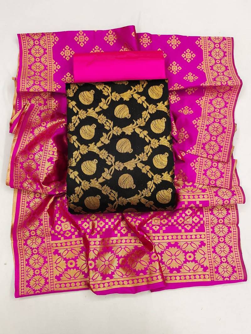 Ethnic Motifs Woven Design Banarasi jacquard Unstitched Dress Material