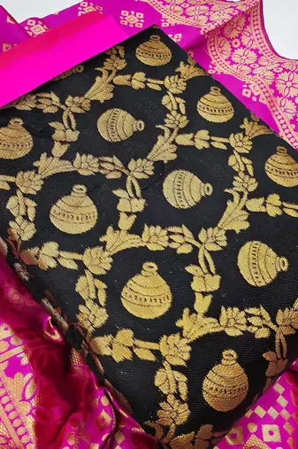 Ethnic Motifs Woven Design Banarasi jacquard Unstitched Dress Material