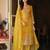 Mustard embroidered silk blend kurta trouser dupatta set