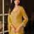Mustard embroidered silk blend kurta trouser dupatta set