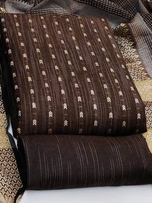 Ethnic Motifs Woven Design Zari Unstitched Dress Material 2