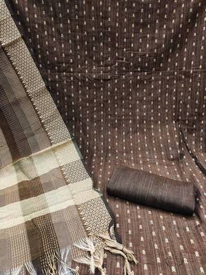 Ethnic Motifs Woven Design Zari Unstitched Dress Material 3