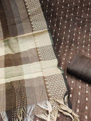 Ethnic Motifs Woven Design Zari Unstitched Dress Material 4