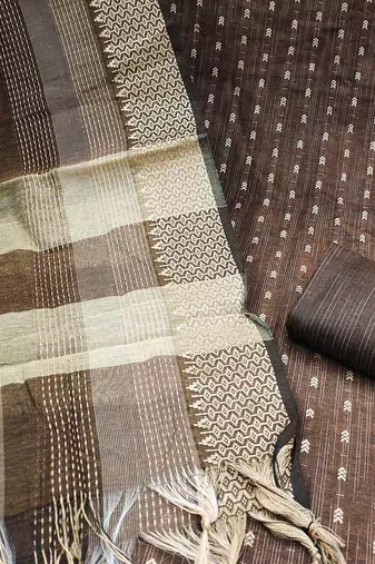 Ethnic Motifs Woven Design Zari Unstitched Dress Material