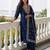 Blue embroidered silk blend kurta trouser dupatta set