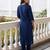 Blue embroidered silk blend kurta trouser dupatta set