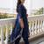 Blue embroidered silk blend kurta trouser dupatta set