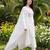 Off white embroidered pure cotton kurta trouser dupatta set