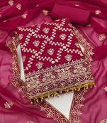 Floral Embroidered Beads and Stones Unstitched Dress Material