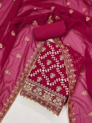 Floral Embroidered Beads and Stones Unstitched Dress Material 2
