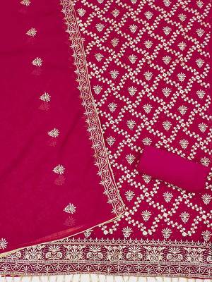 Floral Embroidered Beads and Stones Unstitched Dress Material 3