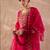 Pink embroidered silk blend kurta trouser dupatta set
