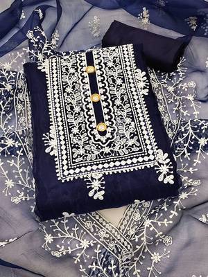 Floral Embroidered Unstitched Dress Material 1