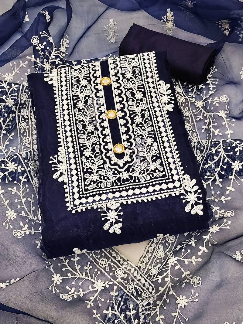 Floral Embroidered Unstitched Dress Material