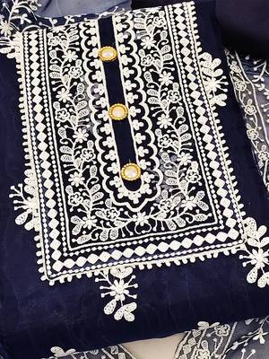 Floral Embroidered Unstitched Dress Material 2