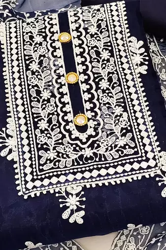 Floral Embroidered Unstitched Dress Material