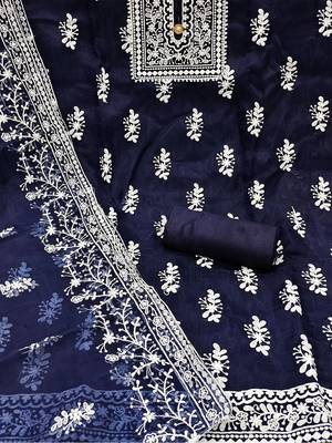 Floral Embroidered Unstitched Dress Material 4