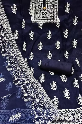 Floral Embroidered Unstitched Dress Material