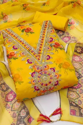Embroidered Unstitched Dress Material