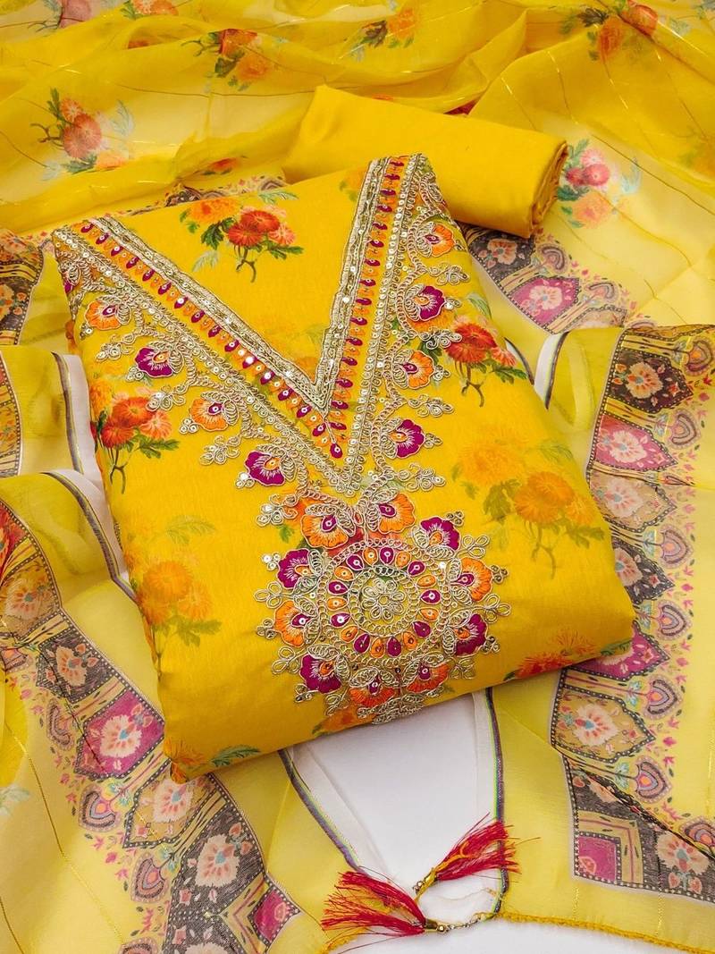 Embroidered Unstitched Dress Material