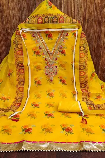 Embroidered Unstitched Dress Material