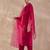 Pink embroidered silk blend kurta trouser dupatta set