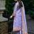 Purple printed linen kurta trouser dupatta set
