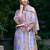 Purple printed linen kurta trouser dupatta set