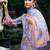 Purple printed linen kurta trouser dupatta set