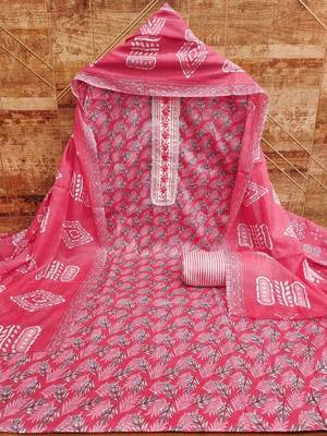 Floral Printed Unstitched Dress Material 2