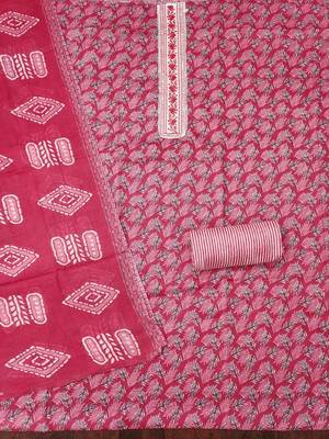 Floral Printed Unstitched Dress Material 4