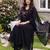 Black embroidered pure cotton kurta trouser dupatta set