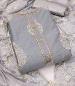 Ethnic Motifs Embroidered Gotta Patti Unstitched Dress Material With Dupatta