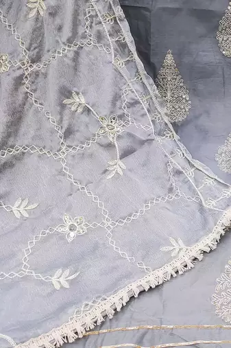 Ethnic Motifs Embroidered Gotta Patti Unstitched Dress Material With Dupatta